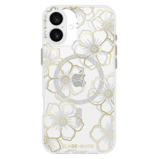 Case-Mate Floral Gems MagSafe Case (Suits iPhone 16 Plus) - Gold