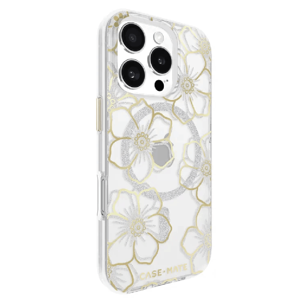 Case-Mate Floral Gems MagSafe Case (Suits iPhone 16 Pro) - Gold