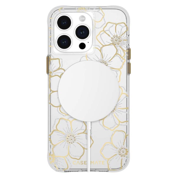 Case-Mate Floral Gems MagSafe Case (Suits iPhone 15 Pro Max) - Gold