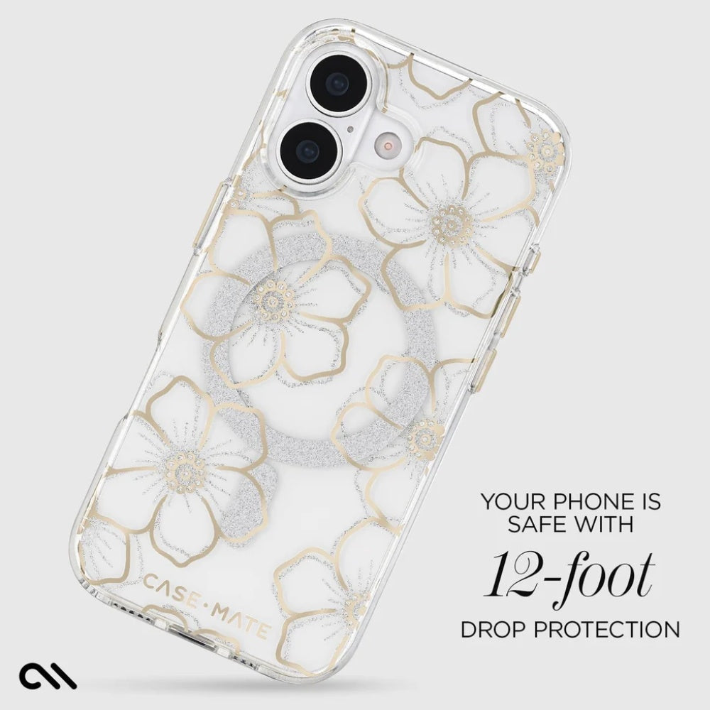 Case-Mate Floral Gems MagSafe Case (Suits iPhone 17) - Gold