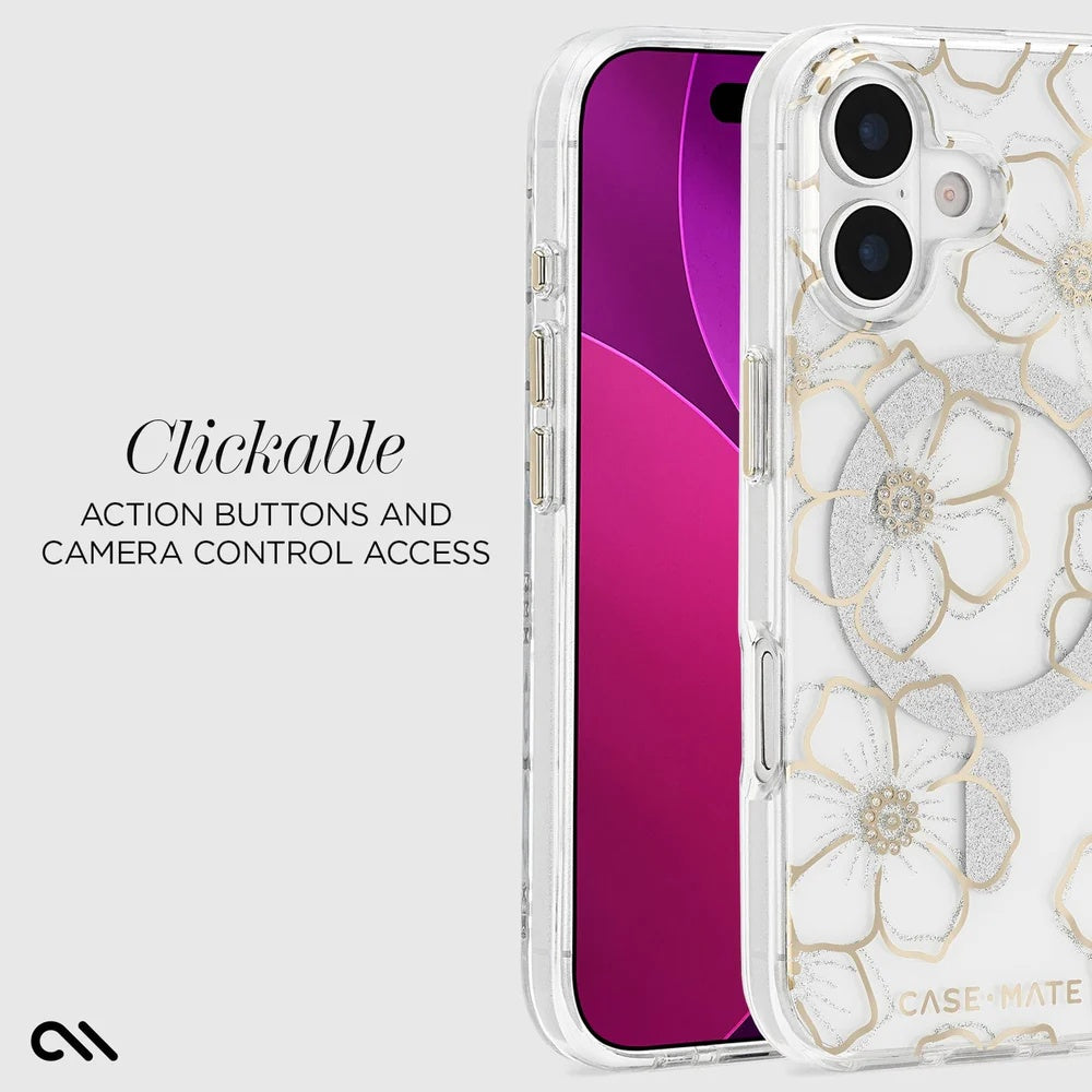 Case-Mate Floral Gems MagSafe Case (Suits iPhone 17) - Gold