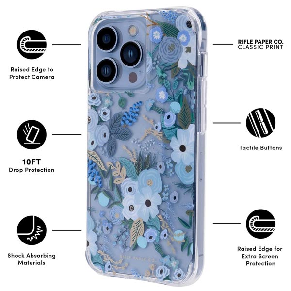 Case-Mate MagSafe Rifle Paper Case (Suits iPhone 14 Plus) - Garden Party Blue