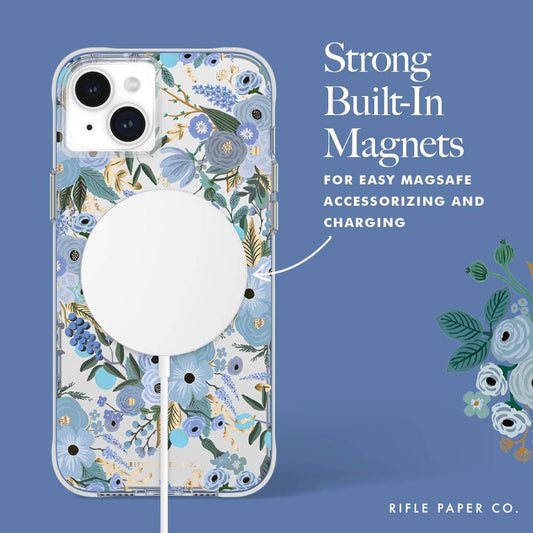 Case-Mate Rifle Paper MagSafe Case (Suits iPhone 15 Plus) - Garden Party Blue