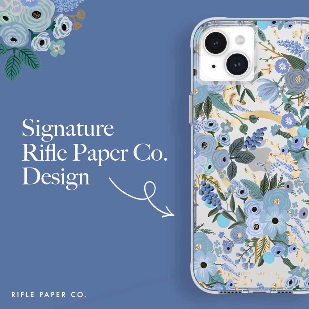 Case-Mate Rifle Paper MagSafe Case (Suits iPhone 15 Plus) - Garden Party Blue