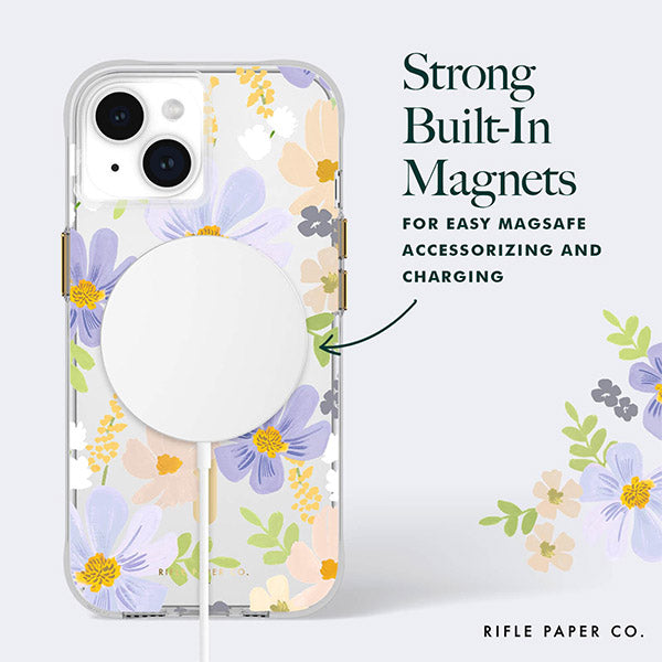 Case-Mate Rifle Paper MagSafe Case (Suits iPhone 15 Plus) - Pastel Marguerite