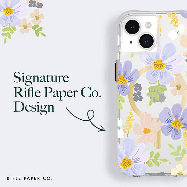Case-Mate Rifle Paper MagSafe Case (Suits iPhone 15 Plus) - Pastel Marguerite