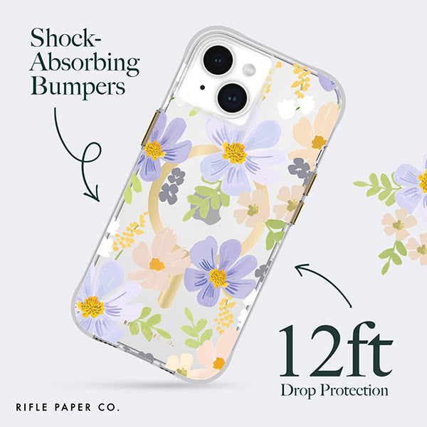 Case-Mate Rifle Paper MagSafe Case (Suits iPhone 15 Plus) - Pastel Marguerite