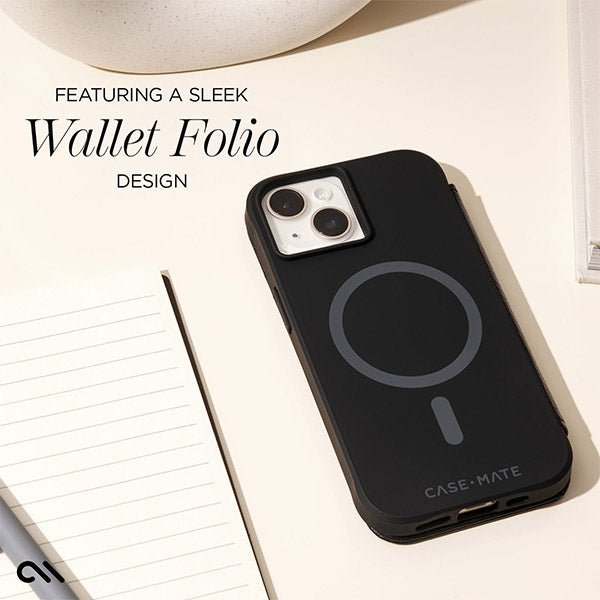 Case-Mate Wallet Folio MagSafe Case (Suits iPhone 15 Plus) - Black