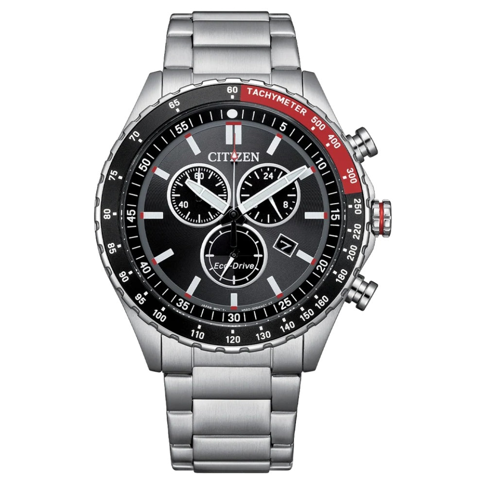Citizen Eco-Drive Chronograph Stainless Steel Black Dial Men's Watch (AT2566-88E)