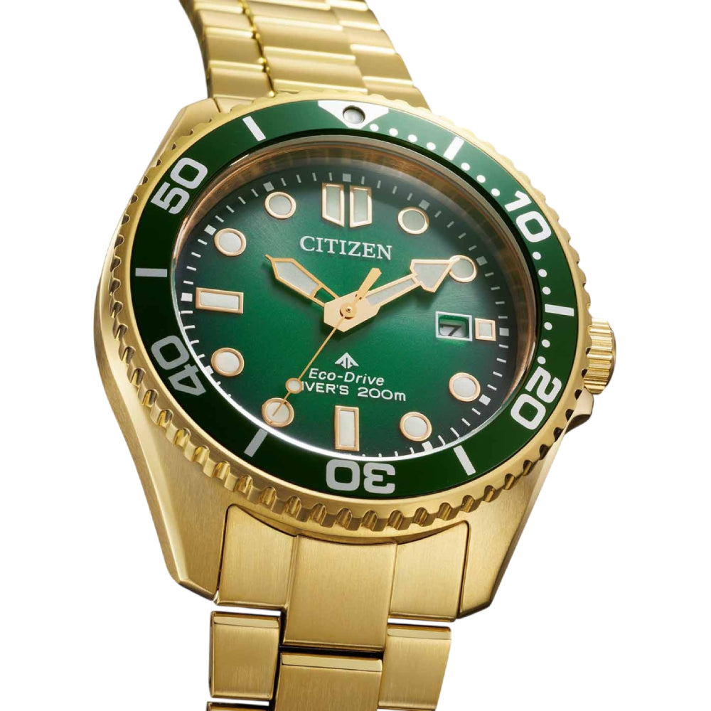 Citizen Promaster Marine Eco-Drive Gold Green Dial Men's Watch (BN0262-59W)