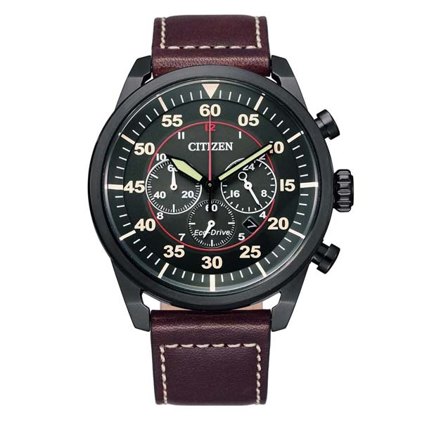 Citizen Eco-Drive Chronograph Brown Leather Men's Watch (CA4218-14E)