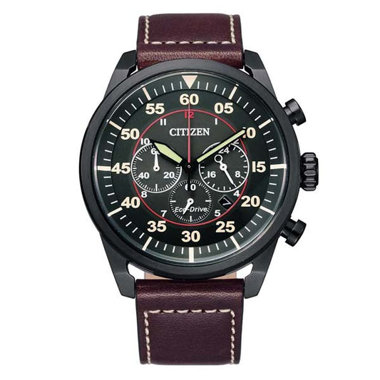 Citizen Eco-Drive Chronograph Brown Leather Men's Watch (CA4218-14E)