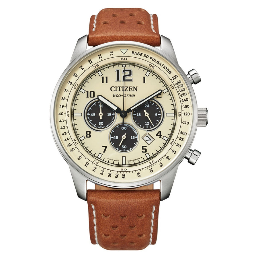 Citizen Eco-Drive Chronograph Brown Leather Men's Watch (CA4500-16X)