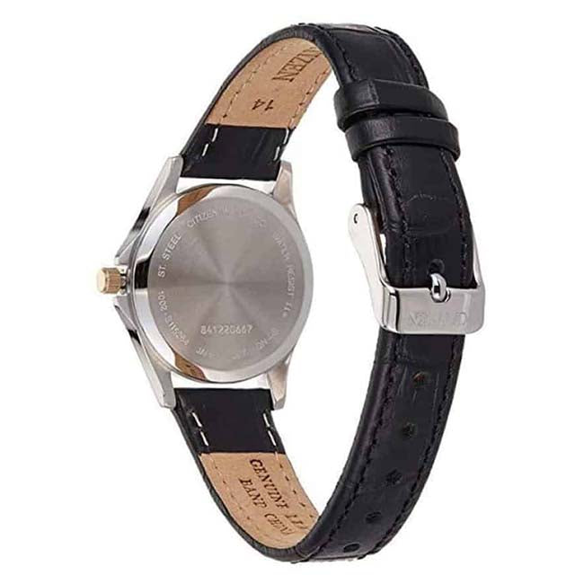 Citizen Black Leather Stainless Steel Women's Watch (EQ0599-11A)