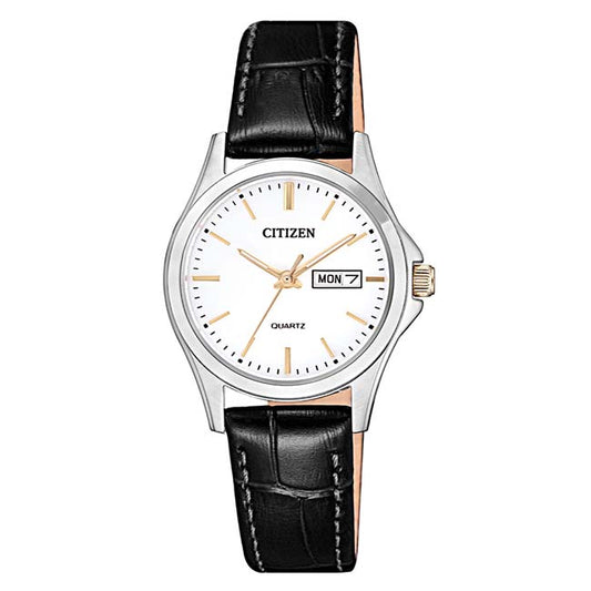 Citizen Black Leather Stainless Steel Women's Watch (EQ0599-11A)