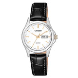 Citizen Black Leather Stainless Steel Women's Watch (EQ0599-11A)
