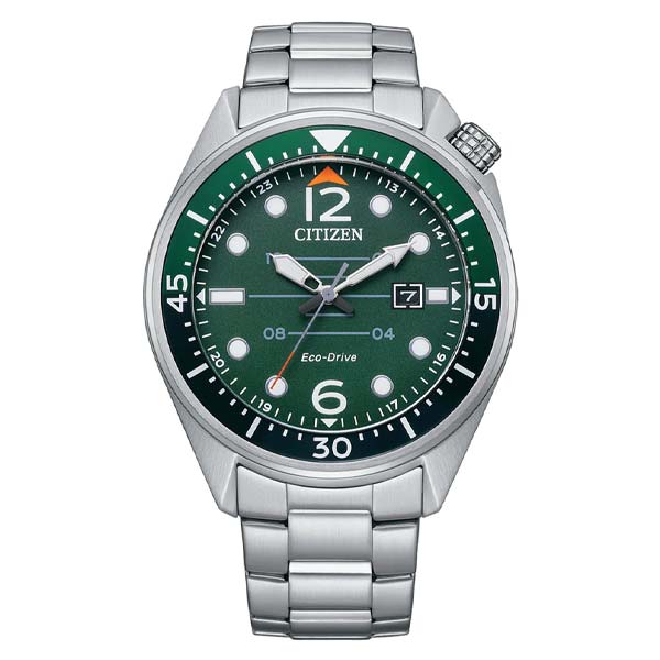 Citizen Mens Green Dial Seaplane Steel Watch (AW1715-86X)
