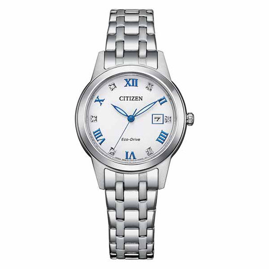 Citizen Eco-Drive White Dial Stainless Steel Women’s Watch (FE1240-81A)