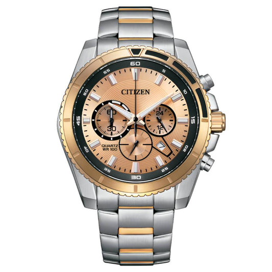 Citizen Classic Chronograph Quartz Rose Gold Dial Men's Watches (AN8204-59X)