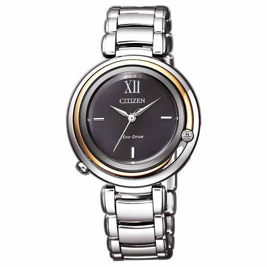 Citizen Eco-Drive Diamond Black Dial Women’s Watch (EM0658-87E)