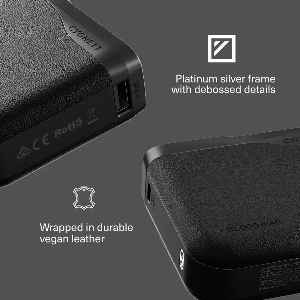 Cygnett Encore 10K Power Bank (45W) - Graphite