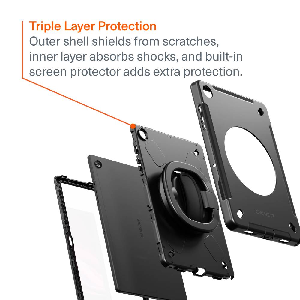 Cygnett GripStand Heavy Duty Case (Suits Galaxy Tab A9+) - Black