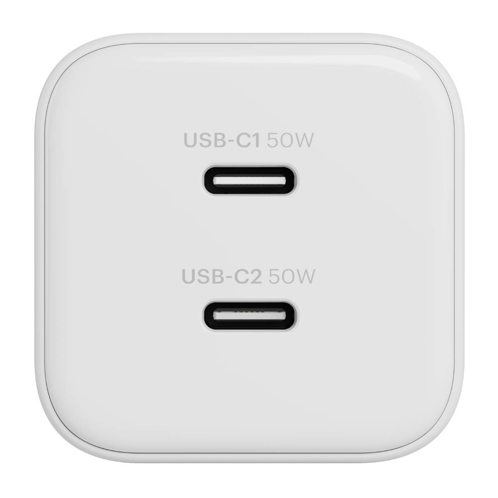 Cygnett 50W FAST 2-Port Wall Charger (GaN, AVS) (White)