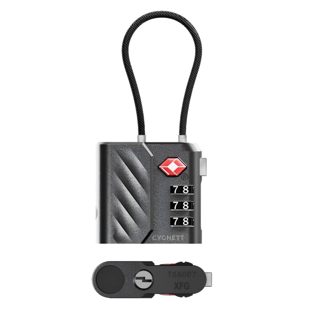 Cygnett Voyager Bluetooth TravelTag TSA Lock with USB-C Recharging - Black