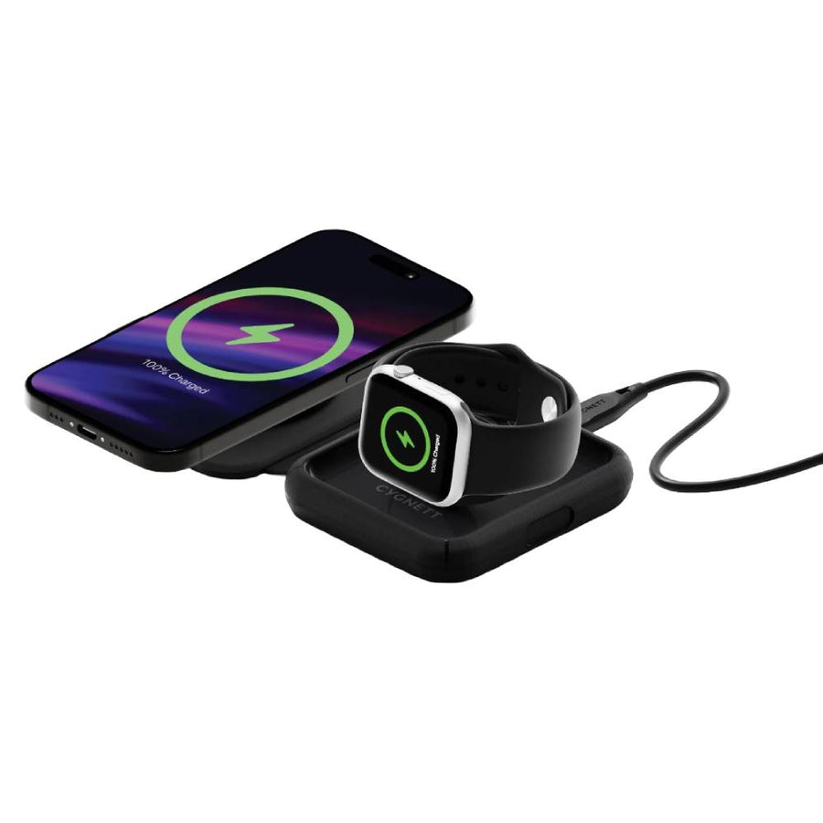 Cygnett Voyager MagTravel 2-in-1 Wireless Charger - Black