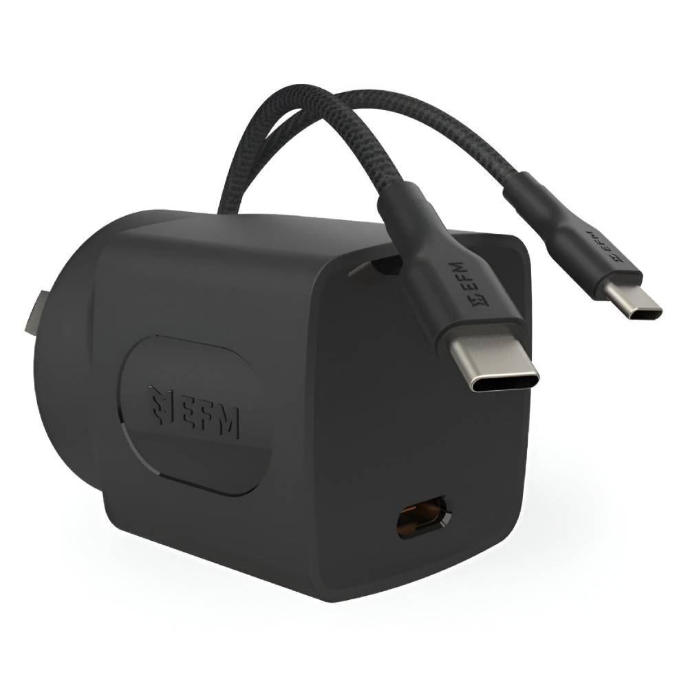 EFM 35W Wall Charger With 1.2M Type-C Braided Type-C Cable - Black