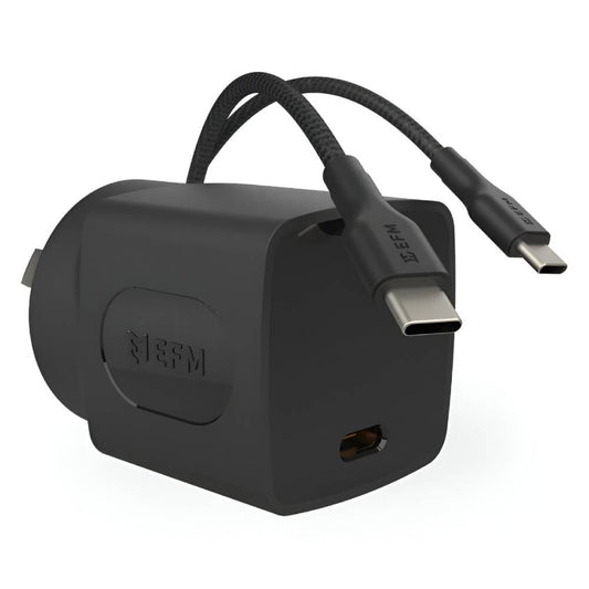 EFM 35W Wall Charger With 1.2M Type-C Braided Type-C Cable - Black