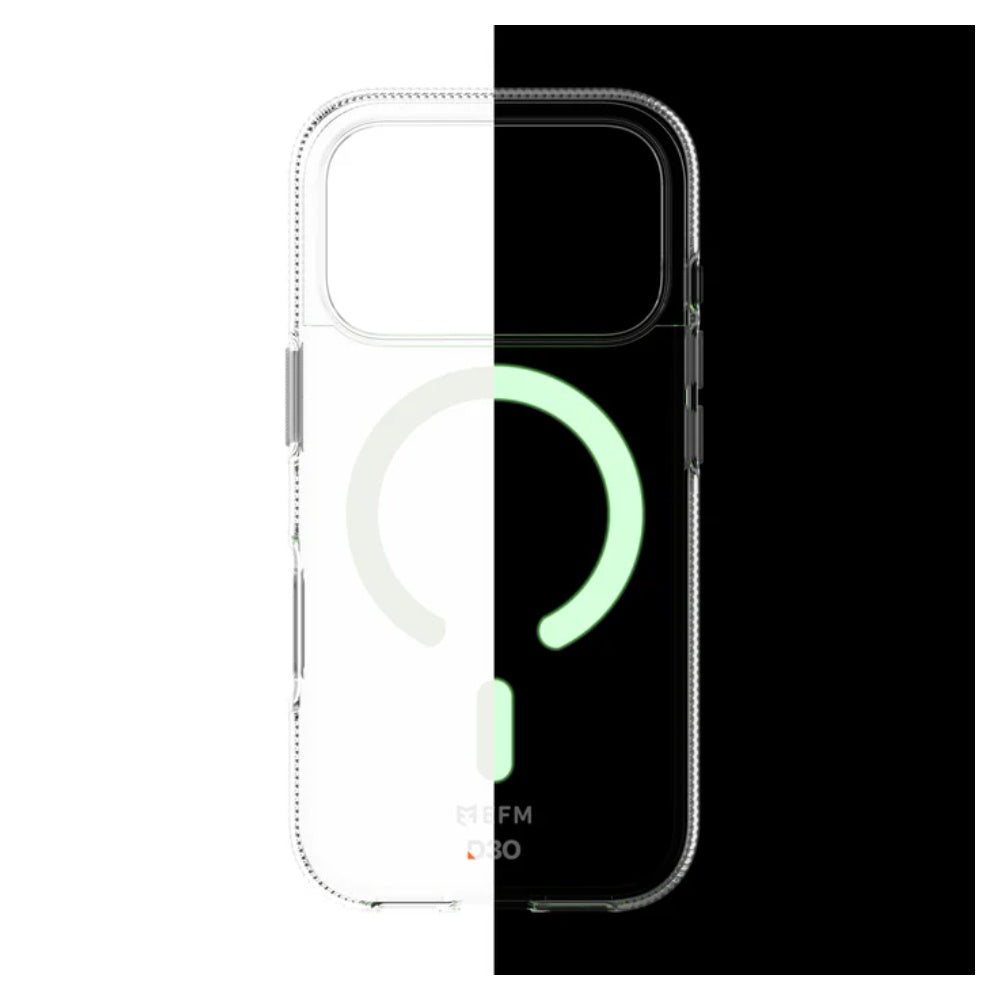 EFM Ibiza Glow In The Dark with D3O Zero Case (Suits iPhone 17 Pro) - Clear