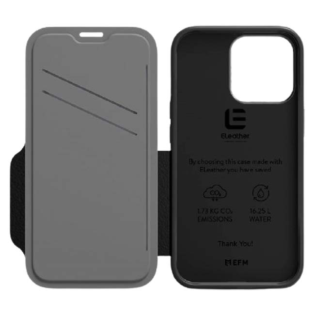 EFM Monaco D3O Leather Armour Wallet Case (Suits iPhone 13 Pro) - Black