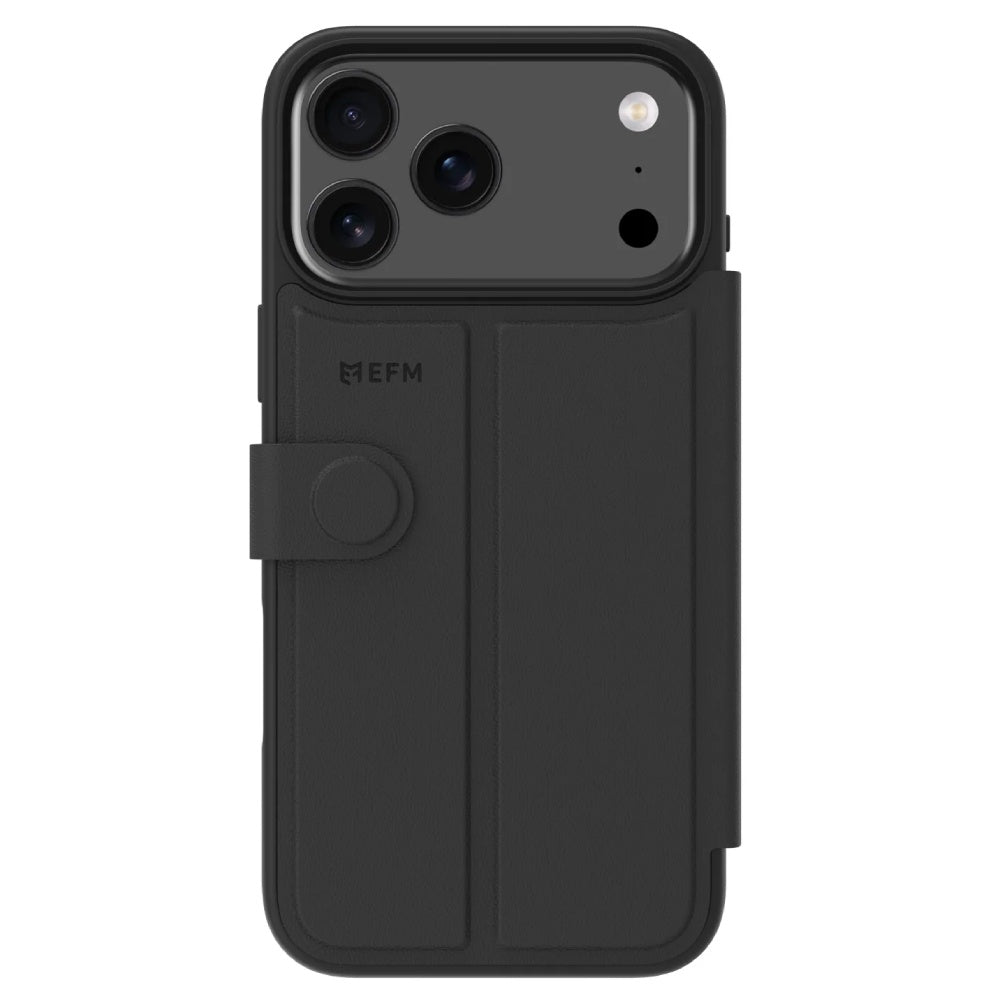 EFM Venice Wallet Case (Suits iPhone 17 Pro) - Black