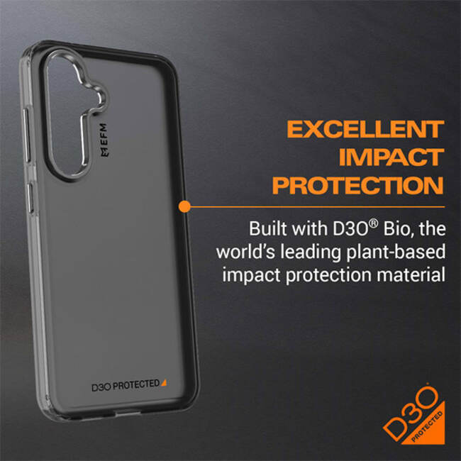 EFM Volta Case Armour with D3O BIO Case (Suits Galaxy S24) - Clear/Black