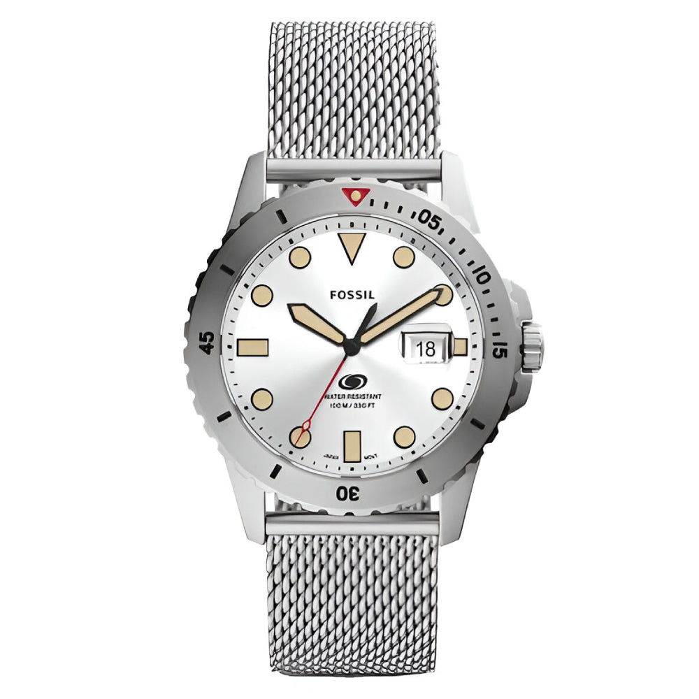 Fossil Blue Three-Hand Date Stainless Steel Mesh Men's Watch (FS5948)