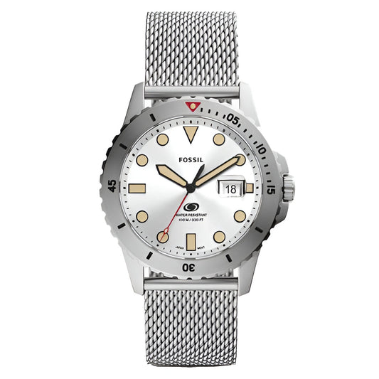 Fossil Blue Three-Hand Date Stainless Steel Mesh Men's Watch (FS5948)