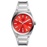 Fossil Everett Three-Hand Date Red Dial Stainless Steel Men's Watch (FS5984)