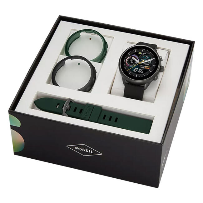Fossil Gen 6 Wellness Edition Smartwatch Black Silicone and Interchangeable Strap and Bumper Set (FTW4072SET)