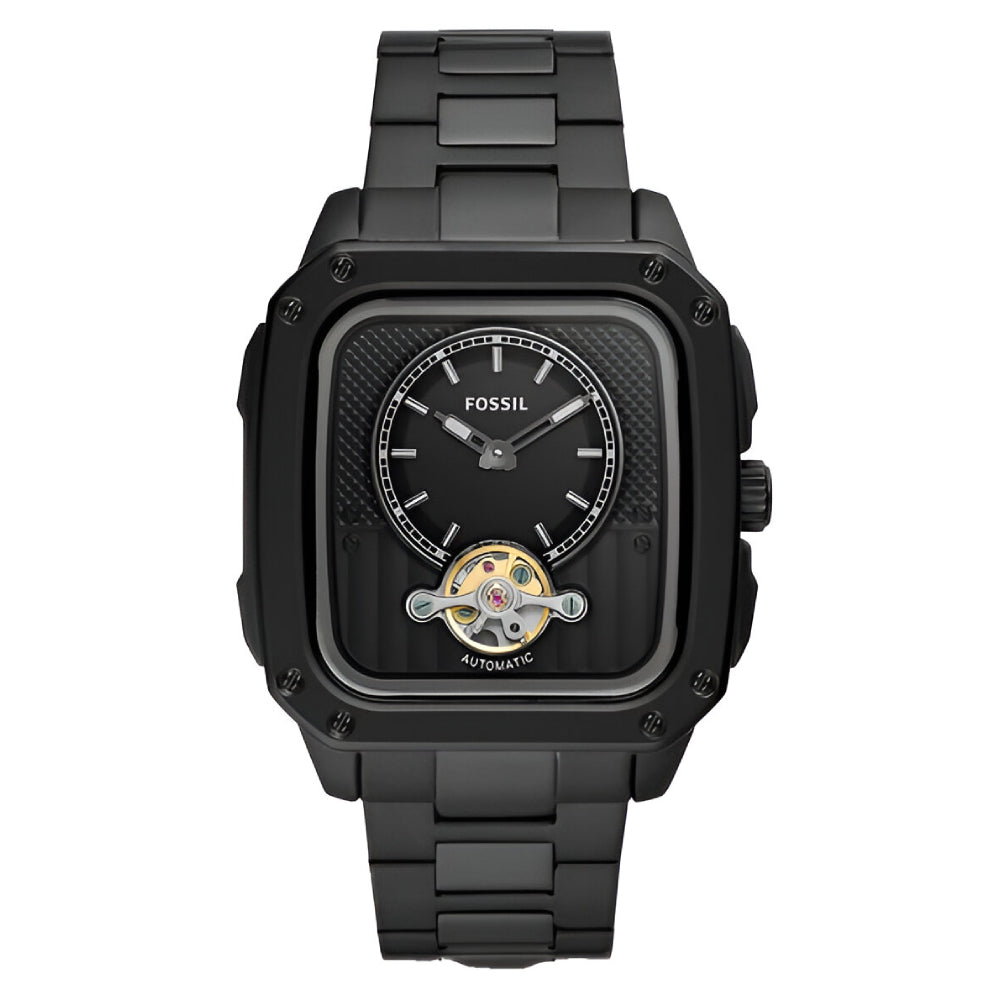 Fossil Inscription Automatic Black Stainless Steel Men’s Watch (ME3238)