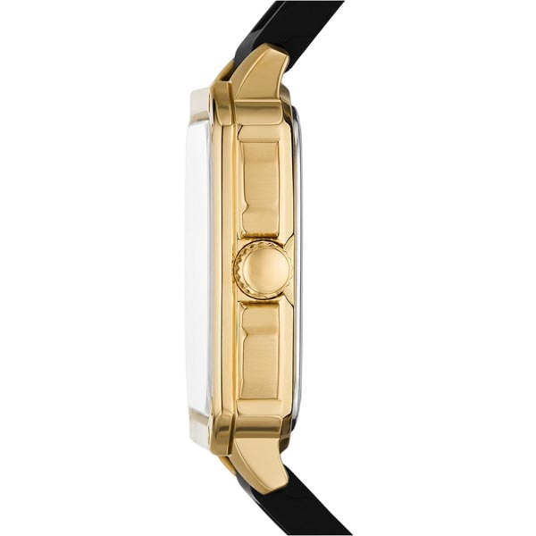 Fossil Inscription Three-Hand Date Black/Gold Silicone Watch (FS5981)