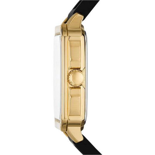 Fossil Inscription Three-Hand Date Black/Gold Silicone Watch (FS5981)
