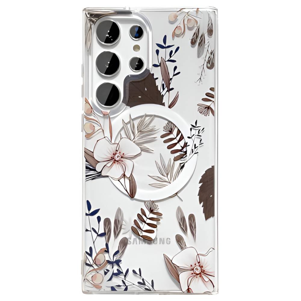 Soka Flower MagSafe Case (Suits Galaxy S25 Ultra) - Brown Flower