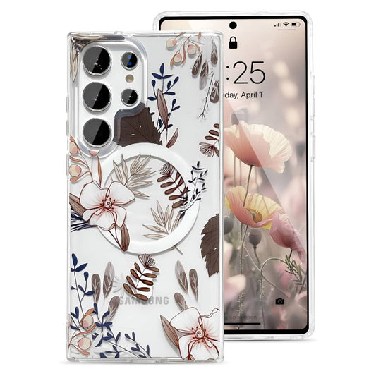Soka Flower MagSafe Case (Suits Galaxy S25 Ultra) - Brown Flower