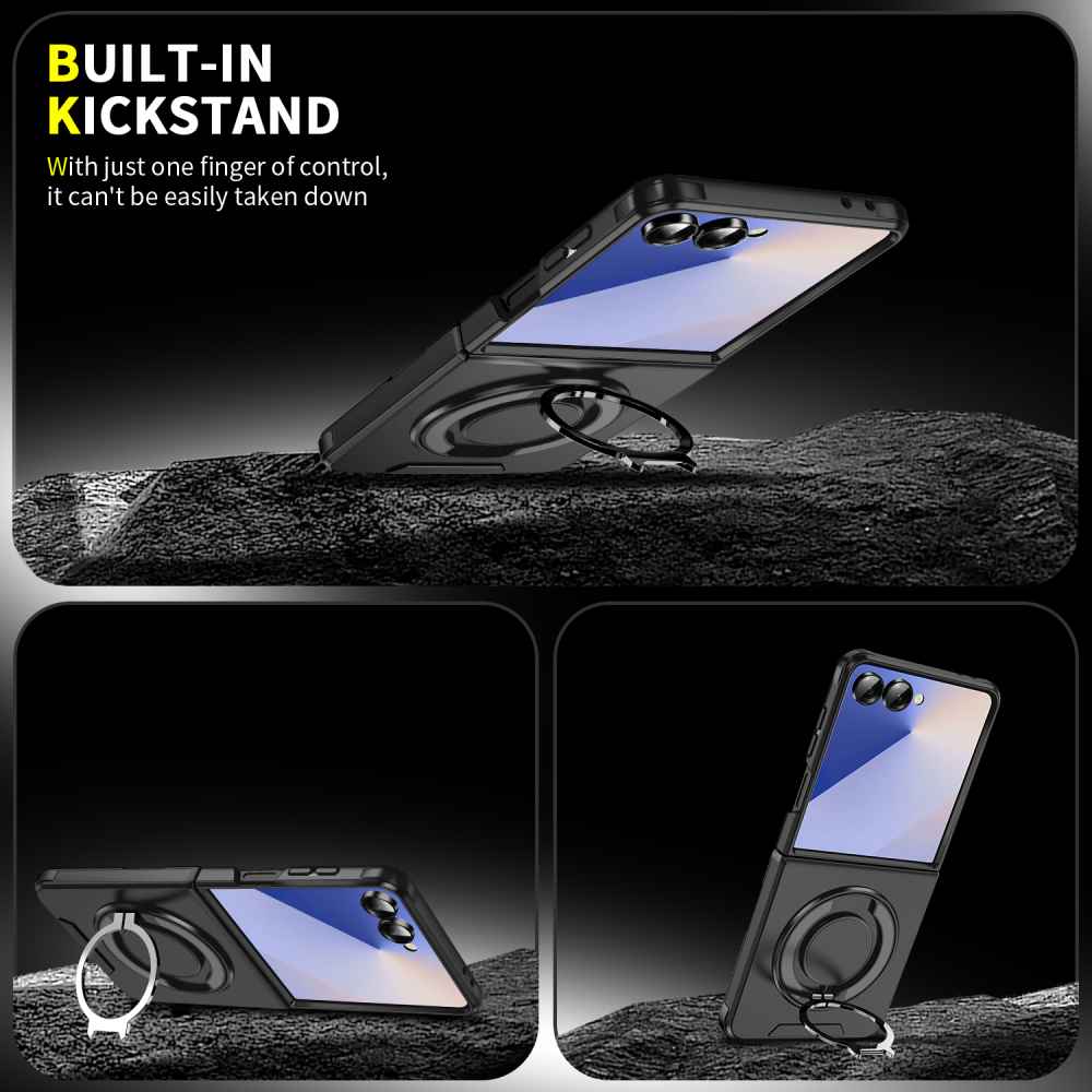 Soka Smooth Armor with Stand Case (Suits Galaxy Z Flip 7) - Black