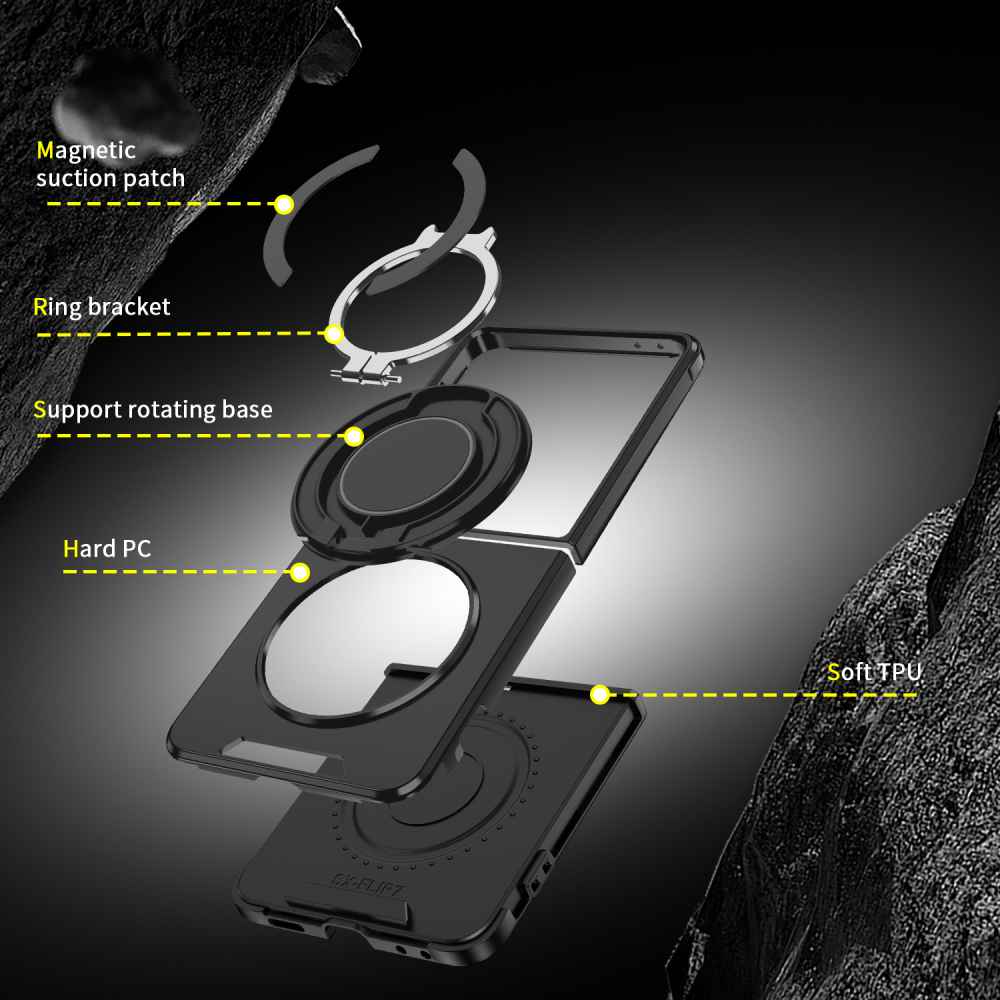 Soka Smooth Armor with Stand Case (Suits Galaxy Z Flip 7) - Black