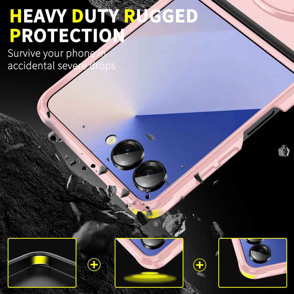 Soka Smooth Armor with Stand Case (Suits Galaxy Z Flip 7) - Pink