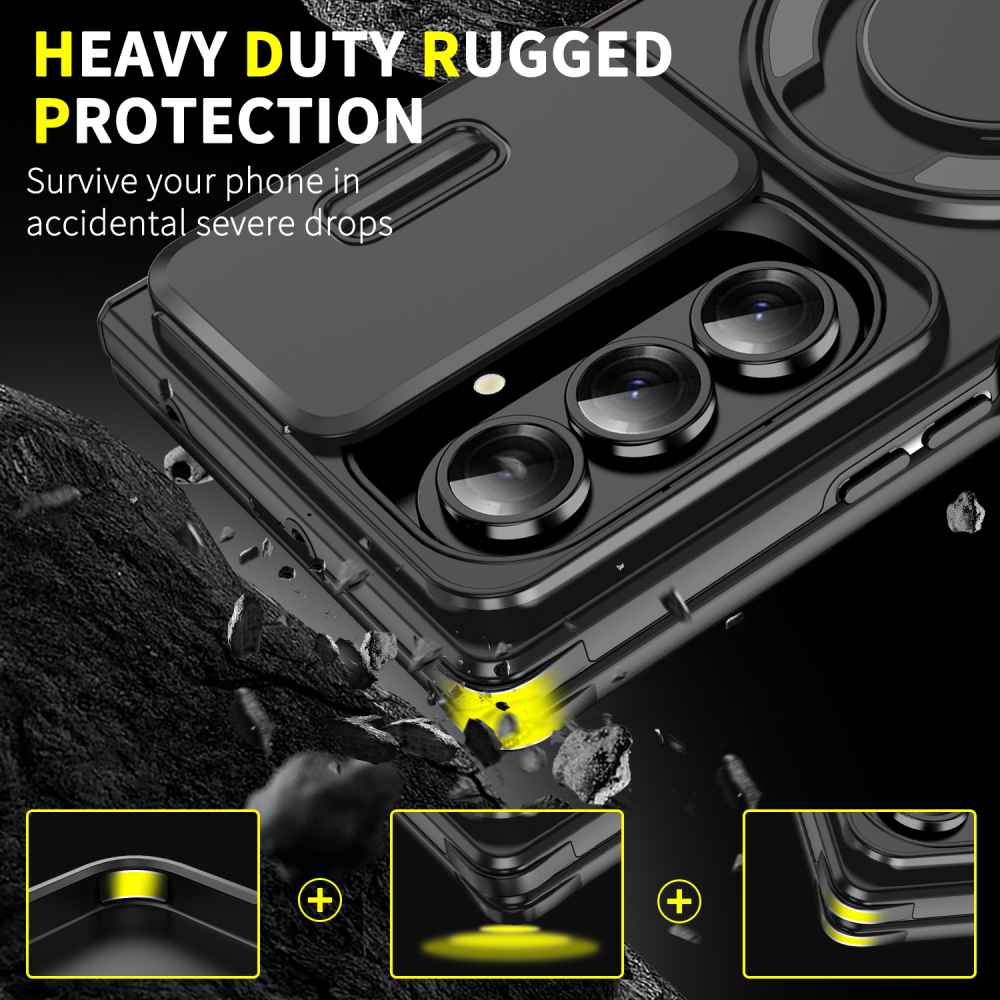 Soka Smooth Armor with Stand Case (Suits Galaxy Z Fold 7) - Black