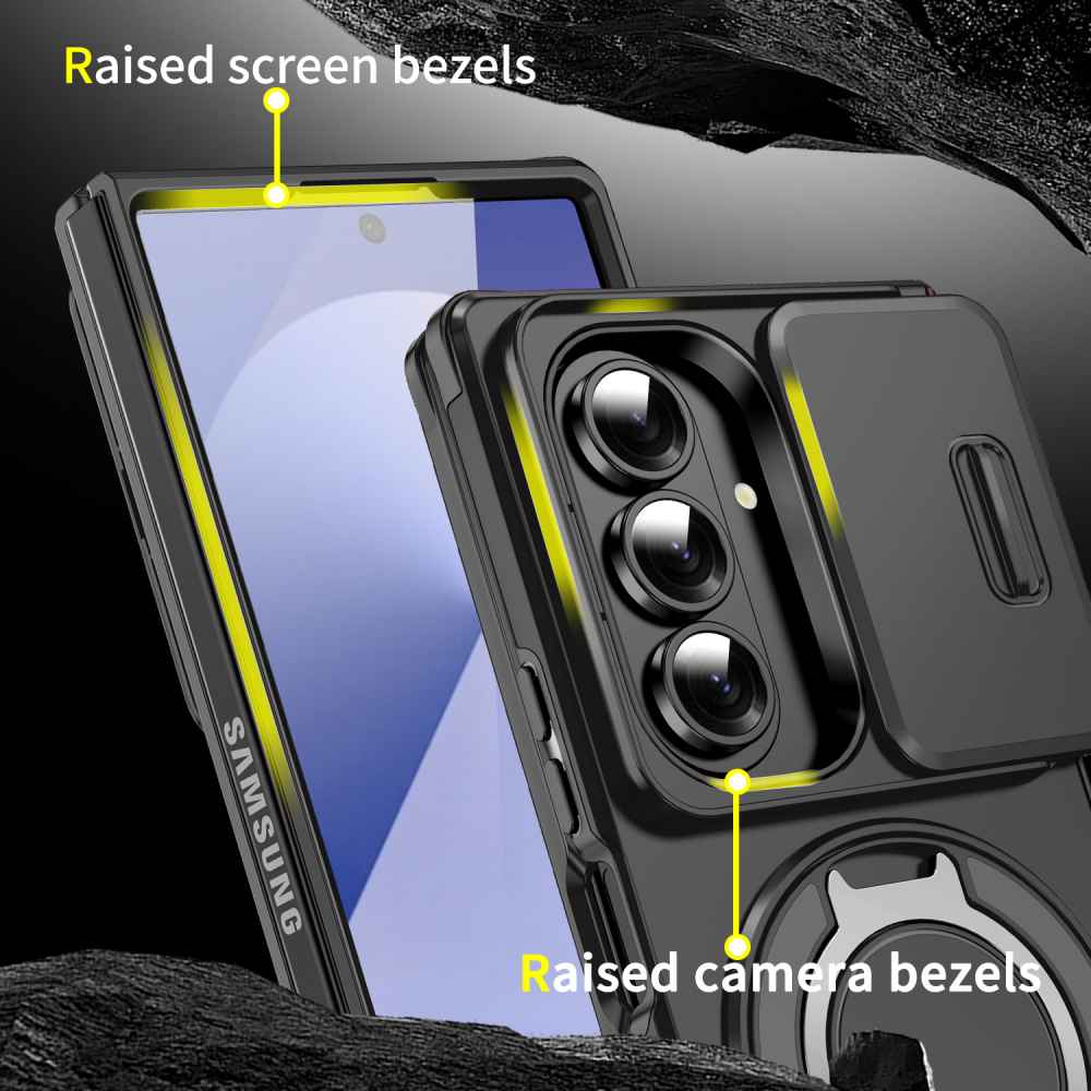 Soka Smooth Armor with Stand Case (Suits Galaxy Z Fold 7) - Black