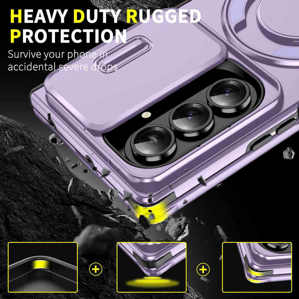 Soka Smooth Armor with Stand Case (Suits Galaxy Z Fold 7) - Purple